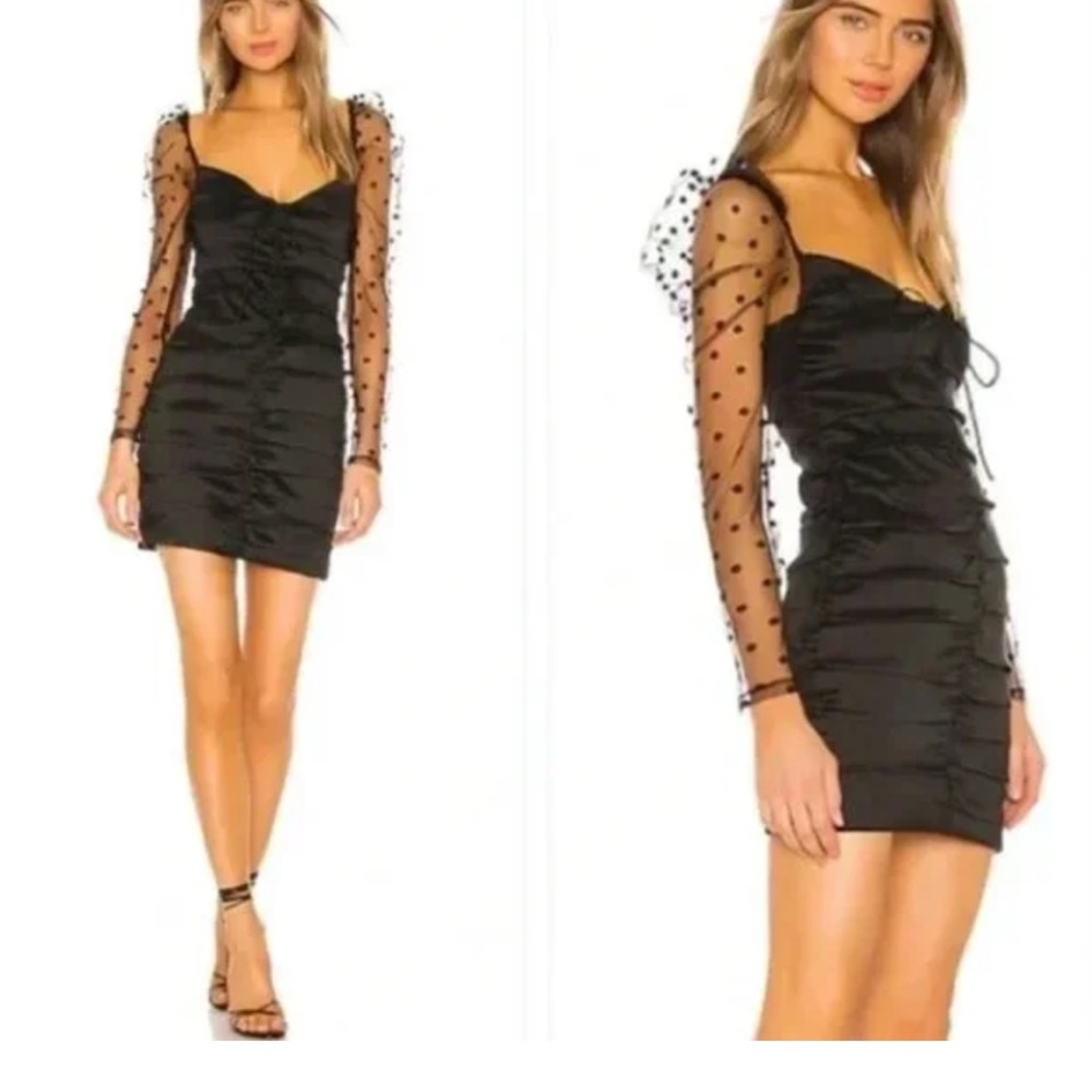 Elegant Black Mesh Sleeve Dress